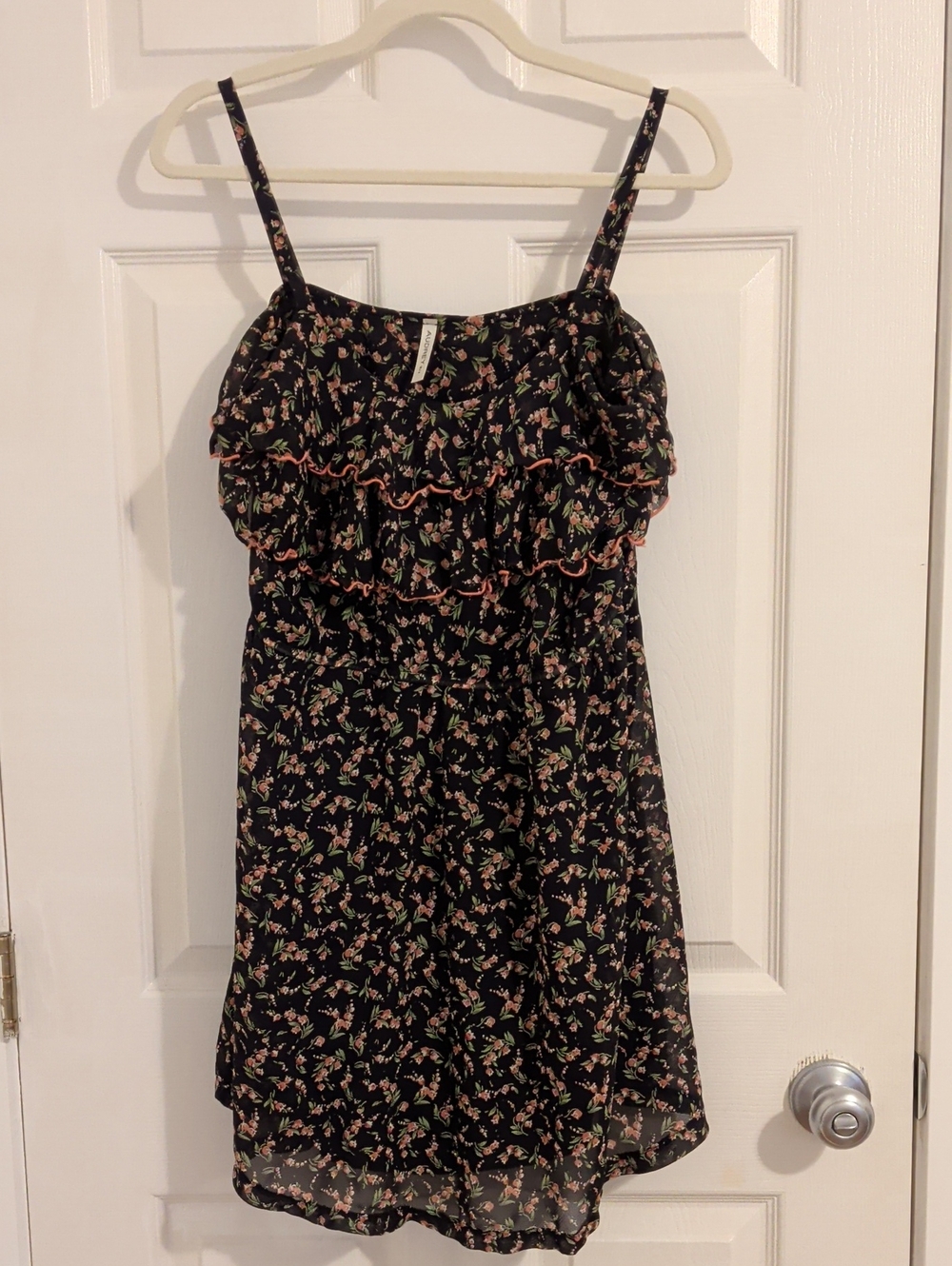 Audrey 3+1 Black Floral Ruffled Sundress